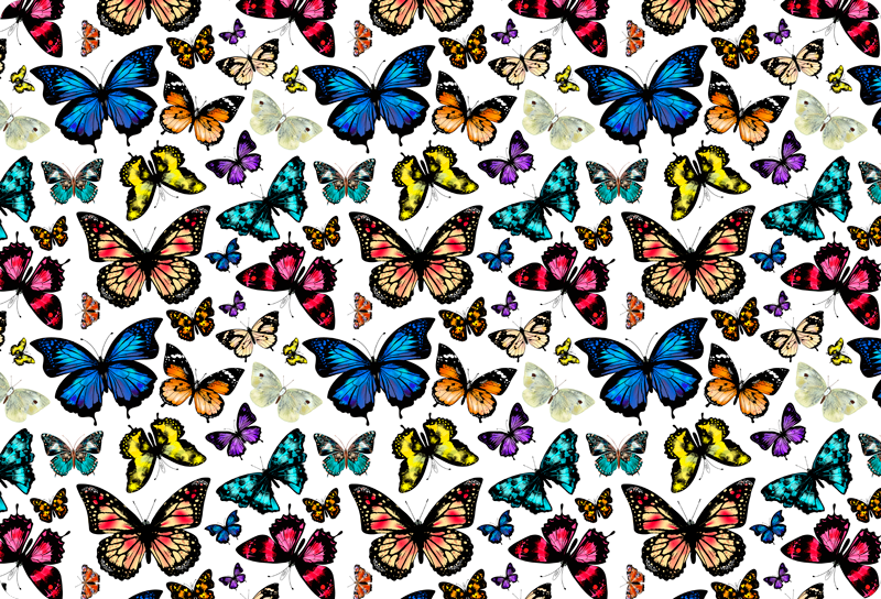 Alfombra vinílica animales mariposas hermosas y coloridas - TenVinilo