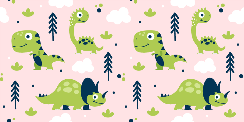 Alfombra vinílica animales dinosaurios verdes pequeños - TenVinilo