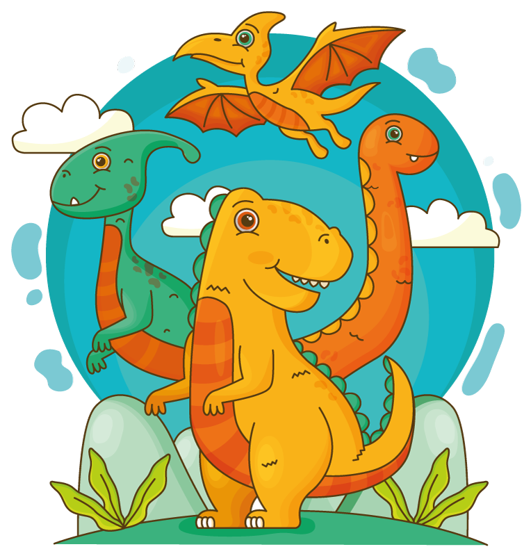 Alfombra vinílica animales dinosaurios en la jungla - TenVinilo