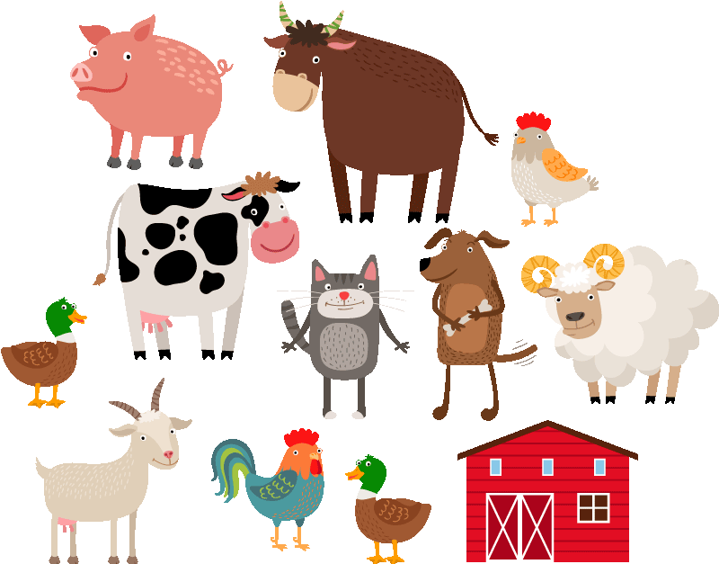 Alfombra vinílica animales set de granja - TenVinilo