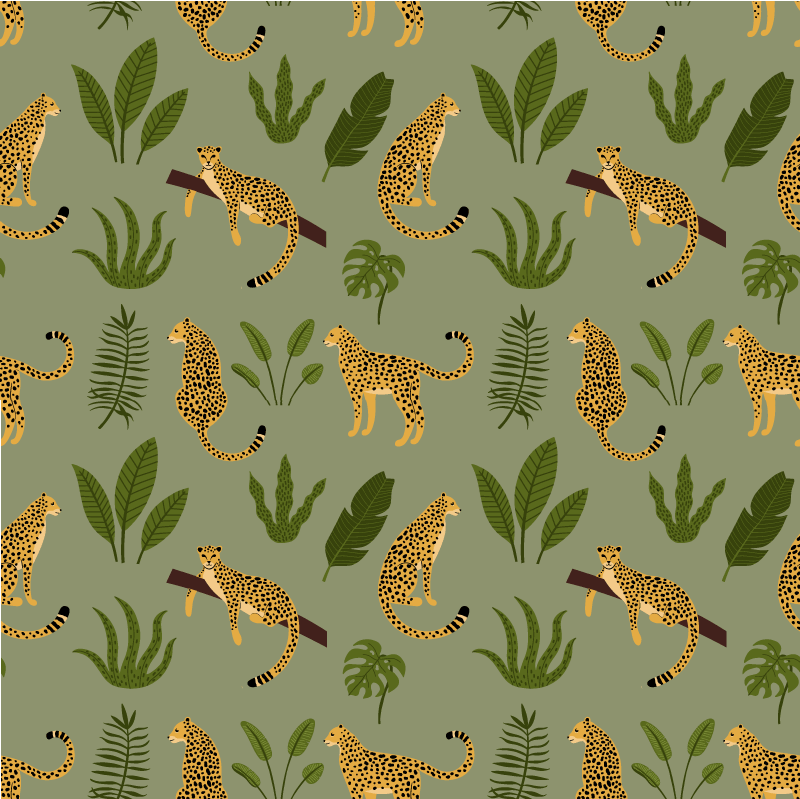 Alfombra vinílica animales diseño jungla floral leopardo - TenVinilo