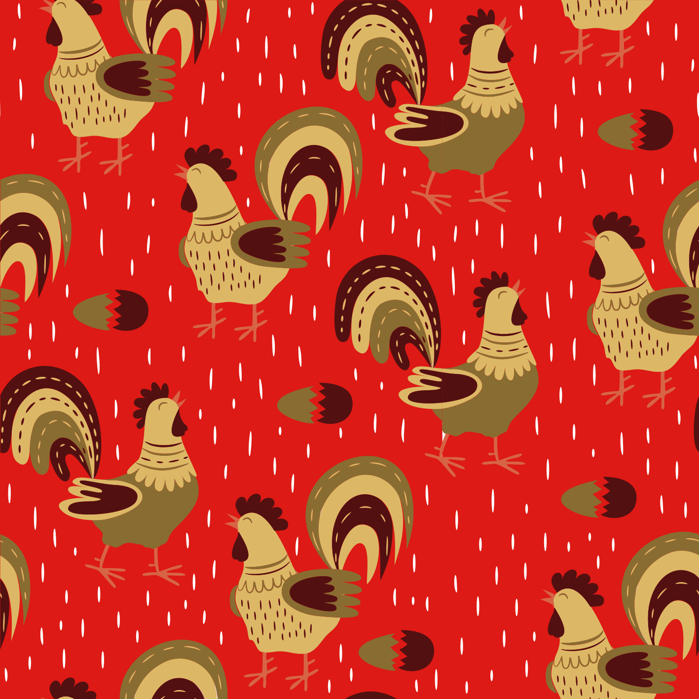 Alfombra vinílica animales patrón gallo chino - TenVinilo