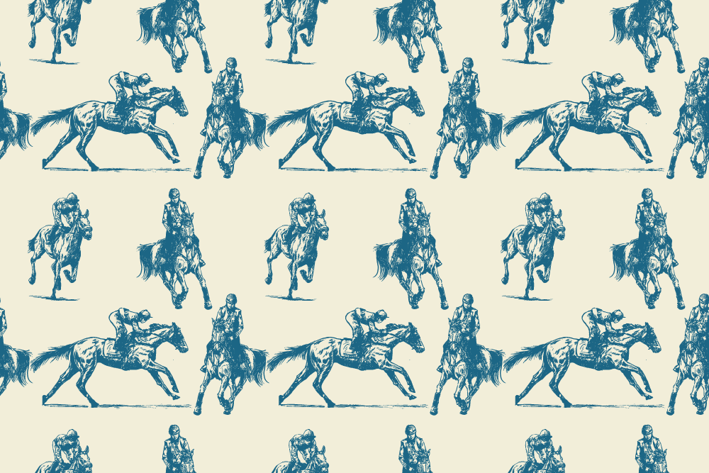 Alfombra vinílica animales patrón de caballos azules y beige - TenVinilo