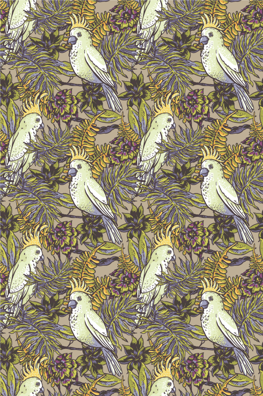 Alfombra vinílica animales estilo escandinavo con loros - TenVinilo