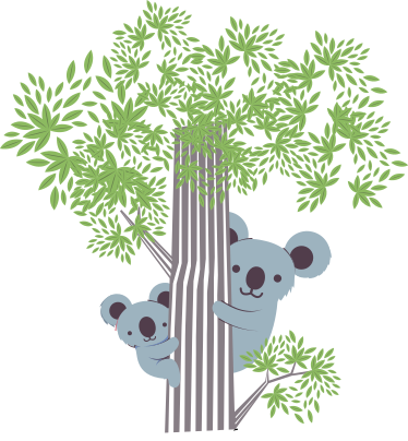 Alfombra vinílica animales koalas en un árbol - TenVinilo