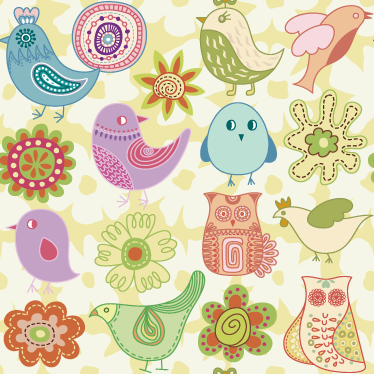 Alfombra vinílica animales motivos de pájaros coloridos - TenVinilo