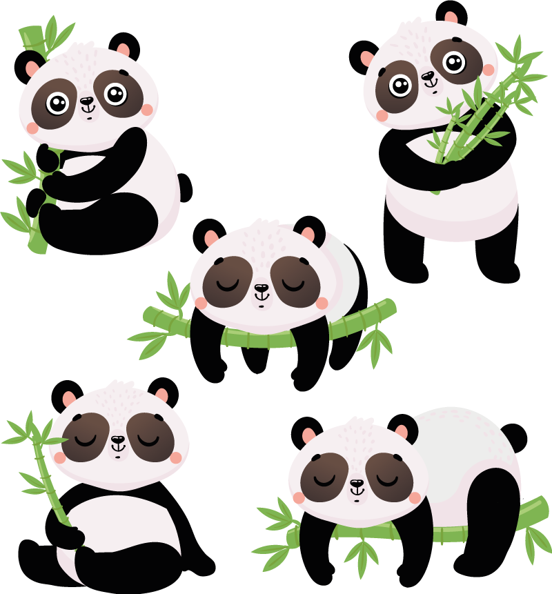 Alfombra vinílica animales ilustraciones de panda lindo - TenVinilo