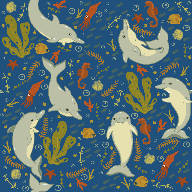 Alfombra vinílica animales vida marina juguetona - TenVinilo
