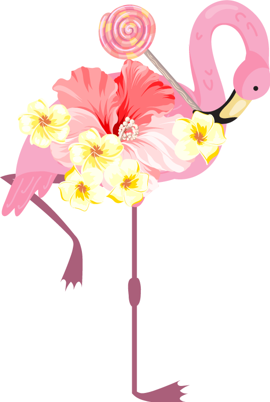 Alfombra vinílica animales diseño floral de flamenco - TenVinilo