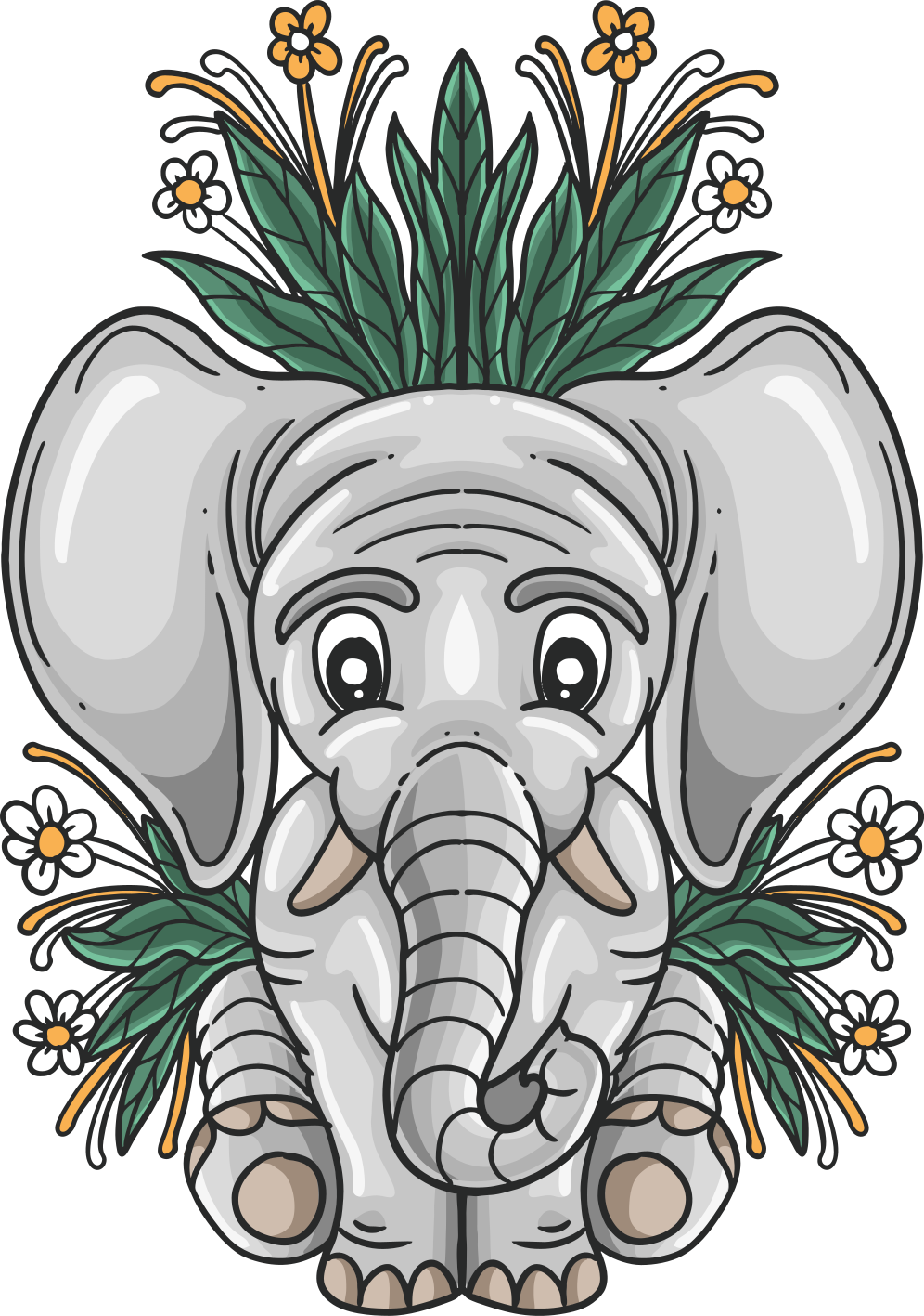 Alfombra vinílica animales ilustración de elefante tierno - TenVinilo