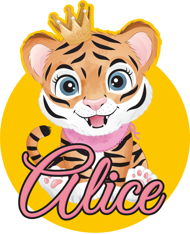 Alfombra vinílica animales ilustración de tigre lindo - TenVinilo