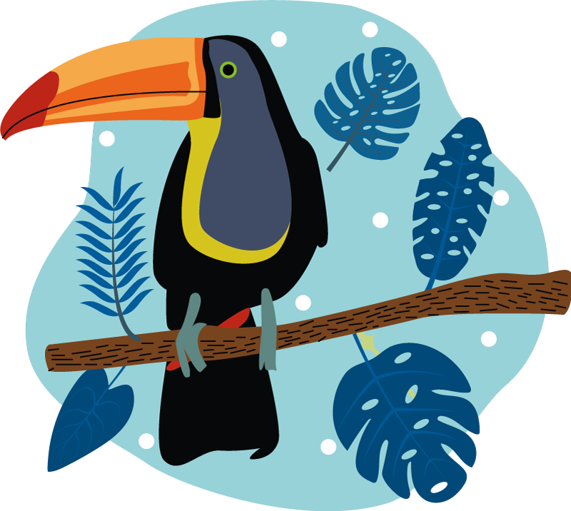 Alfombra vinílica animales tucán tropical posado - TenVinilo