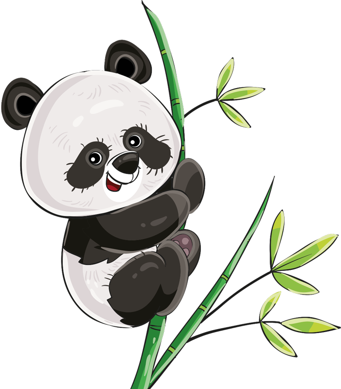 Alfombra vinílica animales panda trepando bambú - TenVinilo