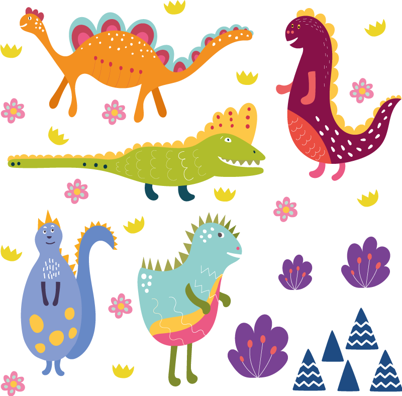Alfombra vinílica animales dinosaurios coloridos - TenVinilo
