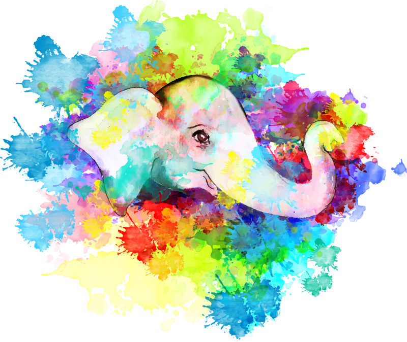 Alfombra vinílica animales elefante colorido salpicado - TenVinilo