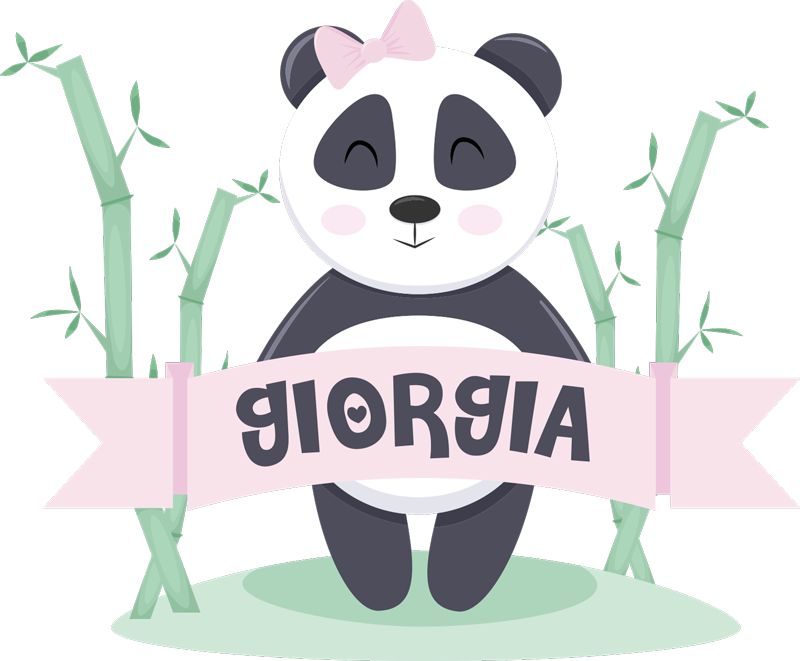 Alfombra vinílica animales panda bebé con nombre - TenVinilo