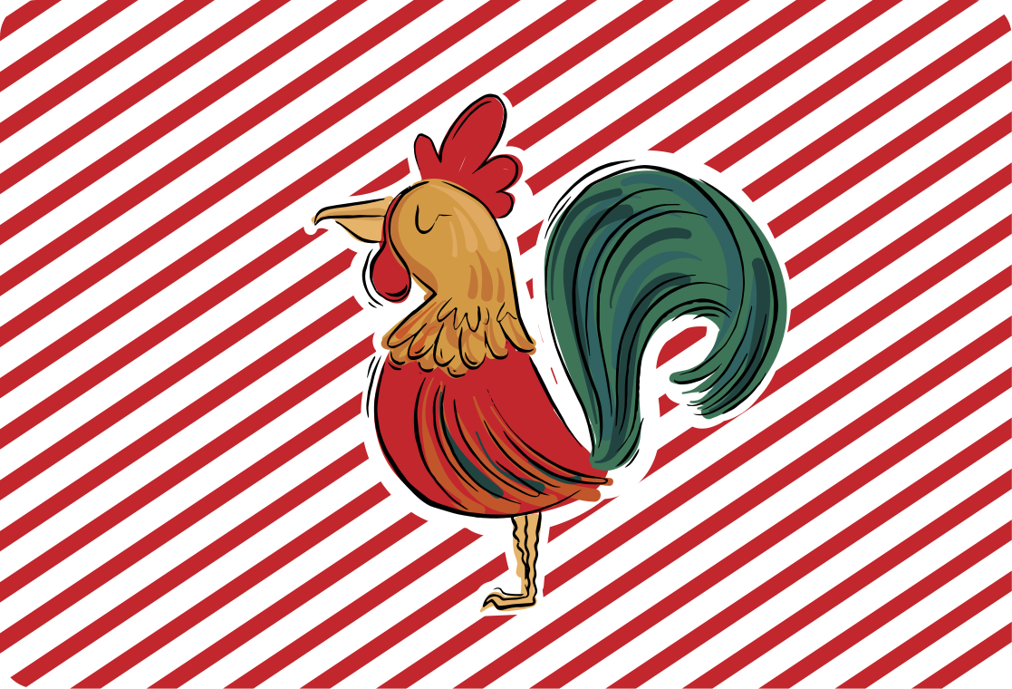 Alfombra vinílica animales diseño gallo de colores - TenVinilo