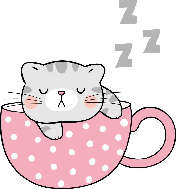 Alfombra vinílica animales taza de gato durmiendo - TenVinilo