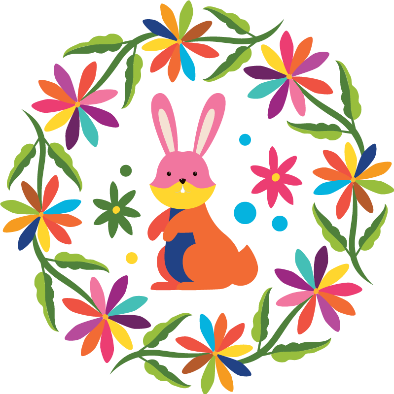 Alfombra vinílica animales diseño de conejito colorido - TenVinilo