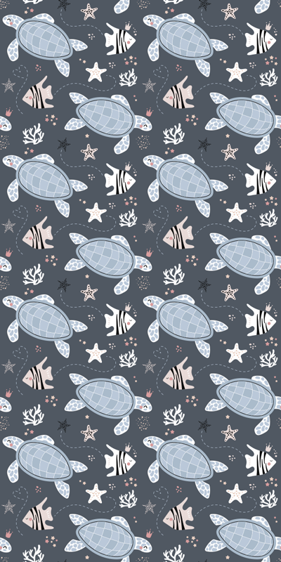 Alfombra vinílica animales tortugas y peces marinos - TenVinilo