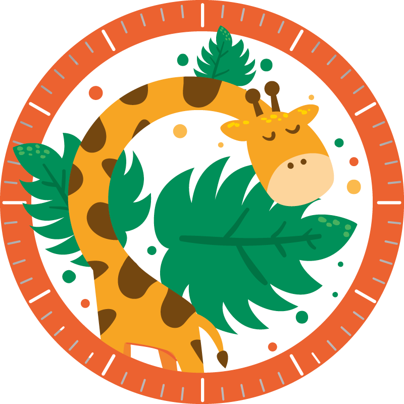 Alfombra vinílica animales reloj de pared jirafa - TenVinilo