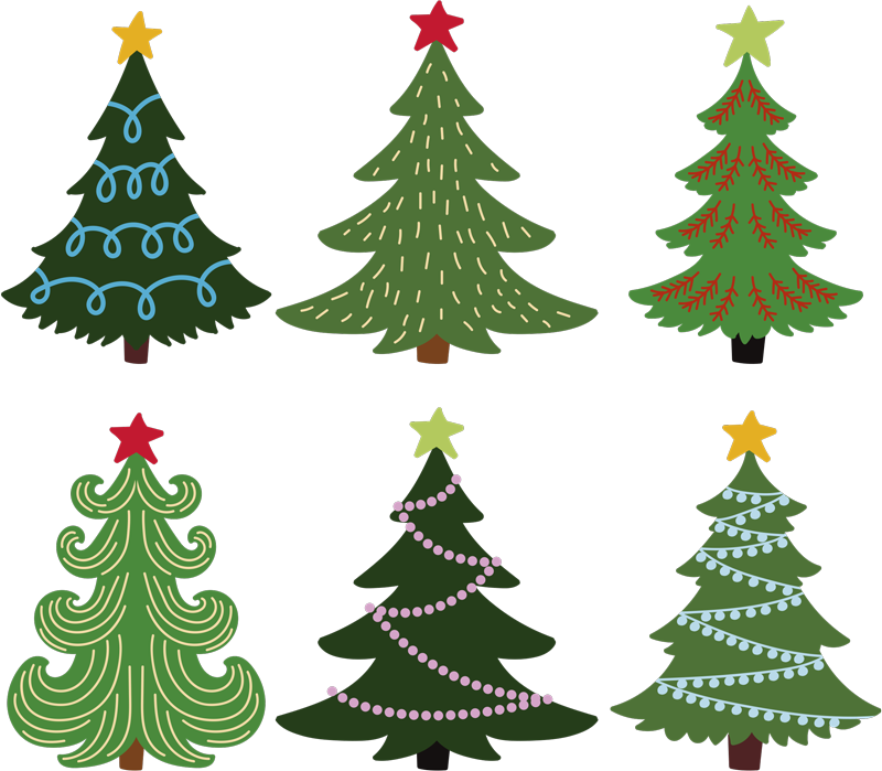 Alfombra vinílica navidad set árboles coloridos - TenVinilo