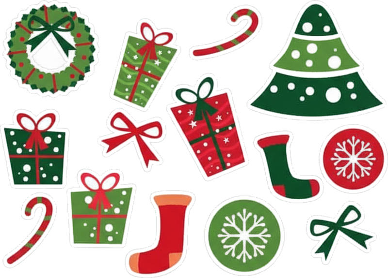 Alfombra vinílica navidad elementos clásicos navideños - TenVinilo