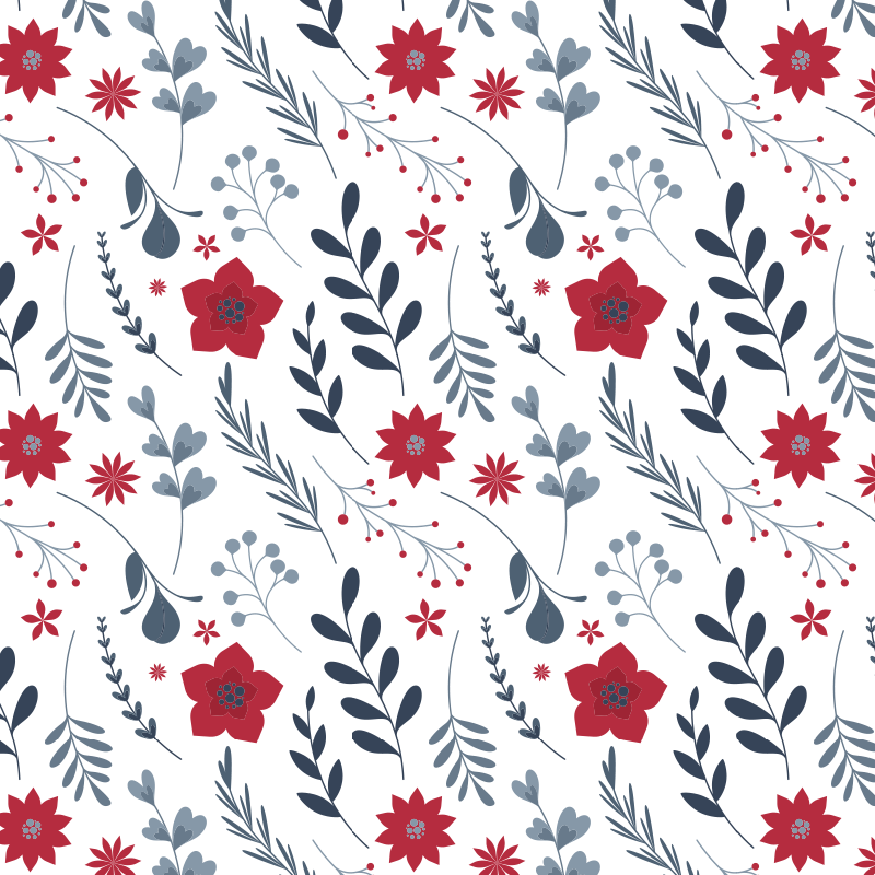 Alfombra vinílica flores patrón rojo y blanco - TenVinilo