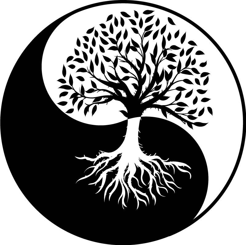 Alfombra vinílica flores Árbol de la vida yin y yang - TenVinilo