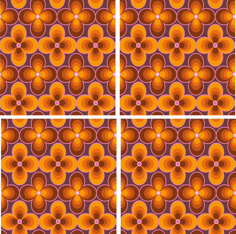 Alfombra vinílica flores azulejos inspirados en botánicos - TenVinilo