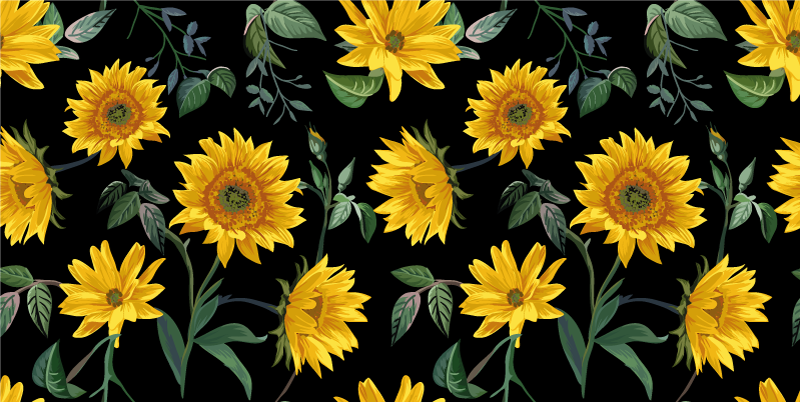 Alfombra vinílica flores girasol vintage - TenVinilo