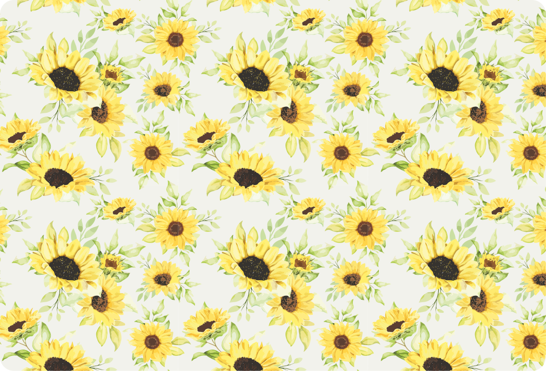 Alfombra vinílica flores patrón de girasoles acuarelados - TenVinilo