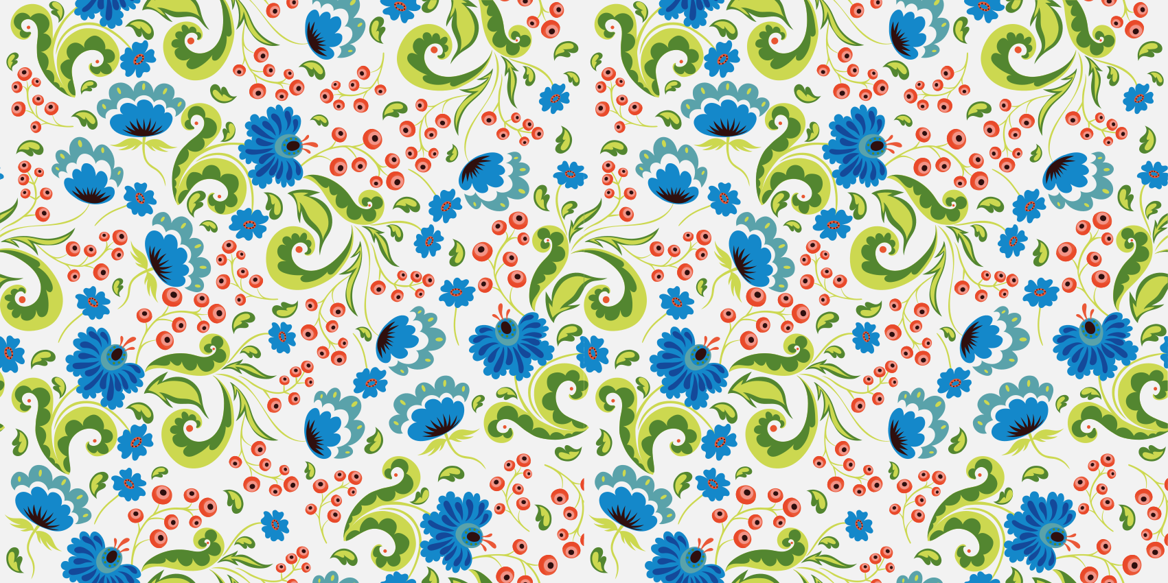 Alfombra vinílica flores verdes y azules por todas partes - TenVinilo