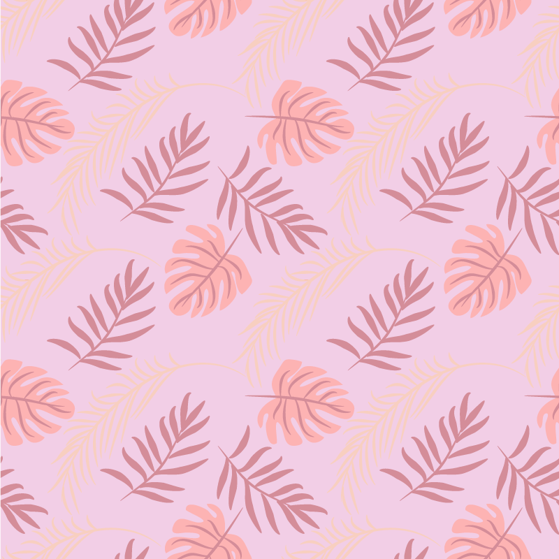 Alfombra vinílica flores diseño de hojas tropicales rosas - TenVinilo