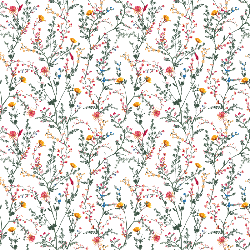 Alfombra vinílica flores jardín minimalista fino - TenVinilo