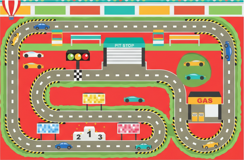 Alfombra vinílica carretera pista de carreras colorida - TenVinilo