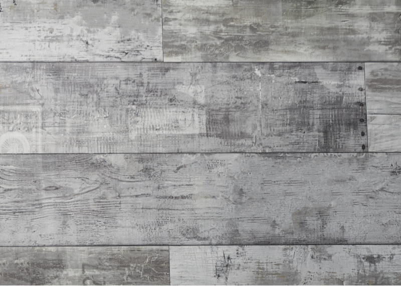 Alfombra vinílica comedor tablones de madera gris - TenVinilo