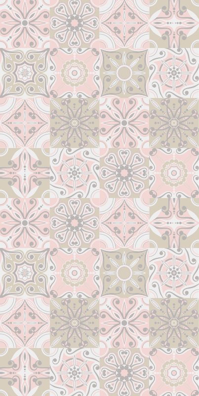Alfombra de vinilo para cocina azulejo rosa y gris - TenVinilo