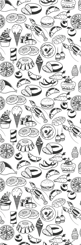 Alfombra de vinilo para cocina dibujos de comida - TenVinilo