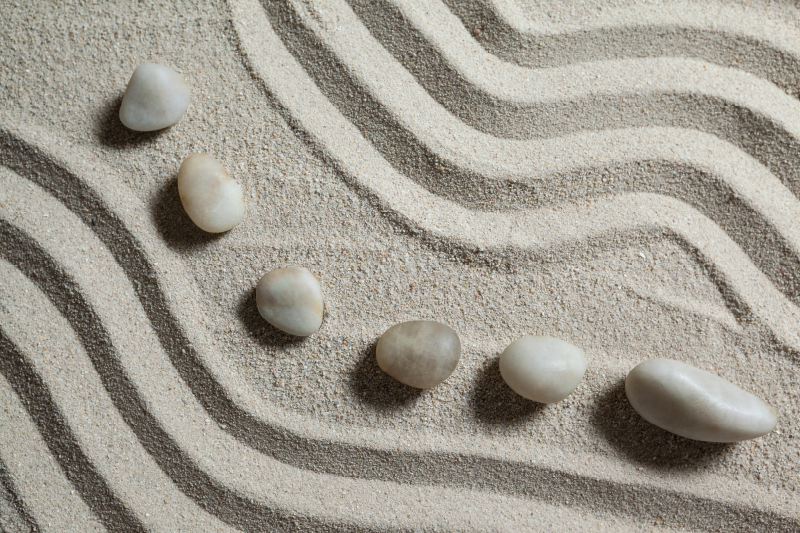 Alfombra vinílica baño camino zen arena - TenVinilo