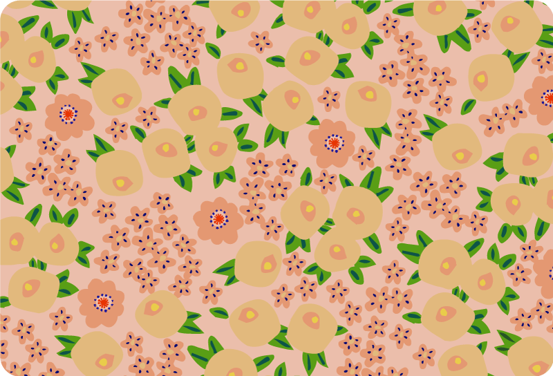 Alfombra vinílica flores diseño floral en tonos durazno - TenVinilo