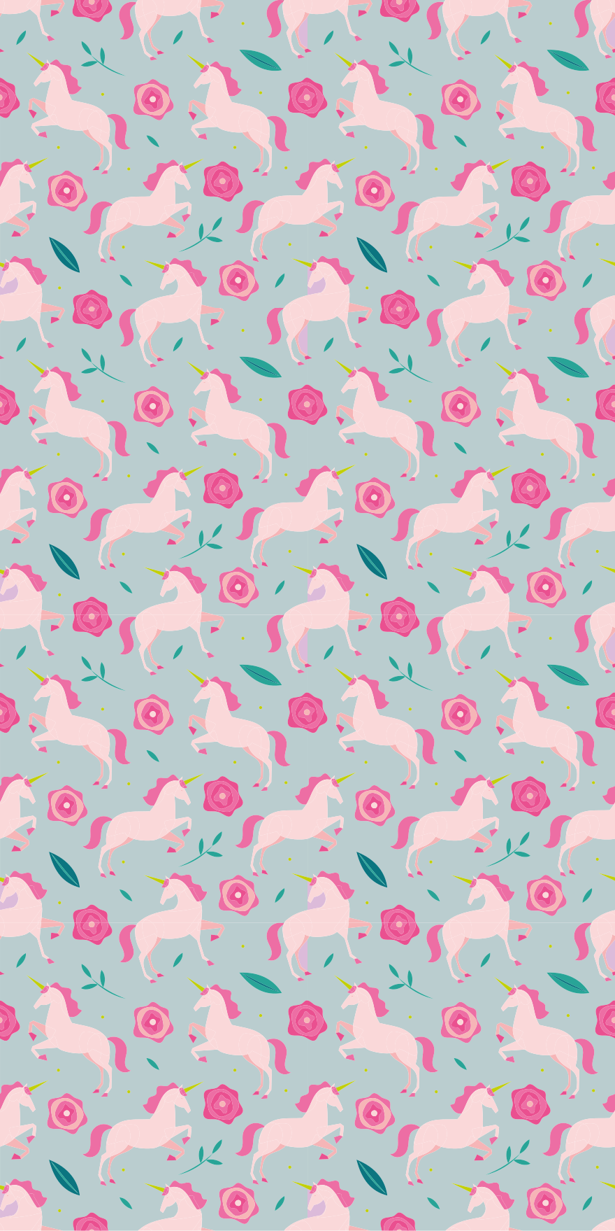 Alfombra vinílica juvenil patrón de unicornio floral - TenVinilo