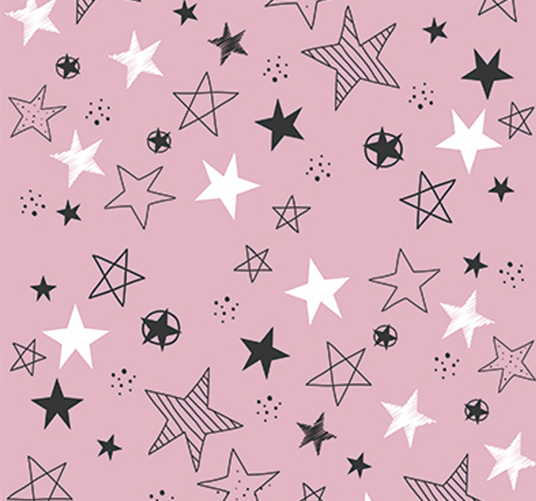 Alfombra vinílica de estrellas patrón rosa y negro - TenVinilo