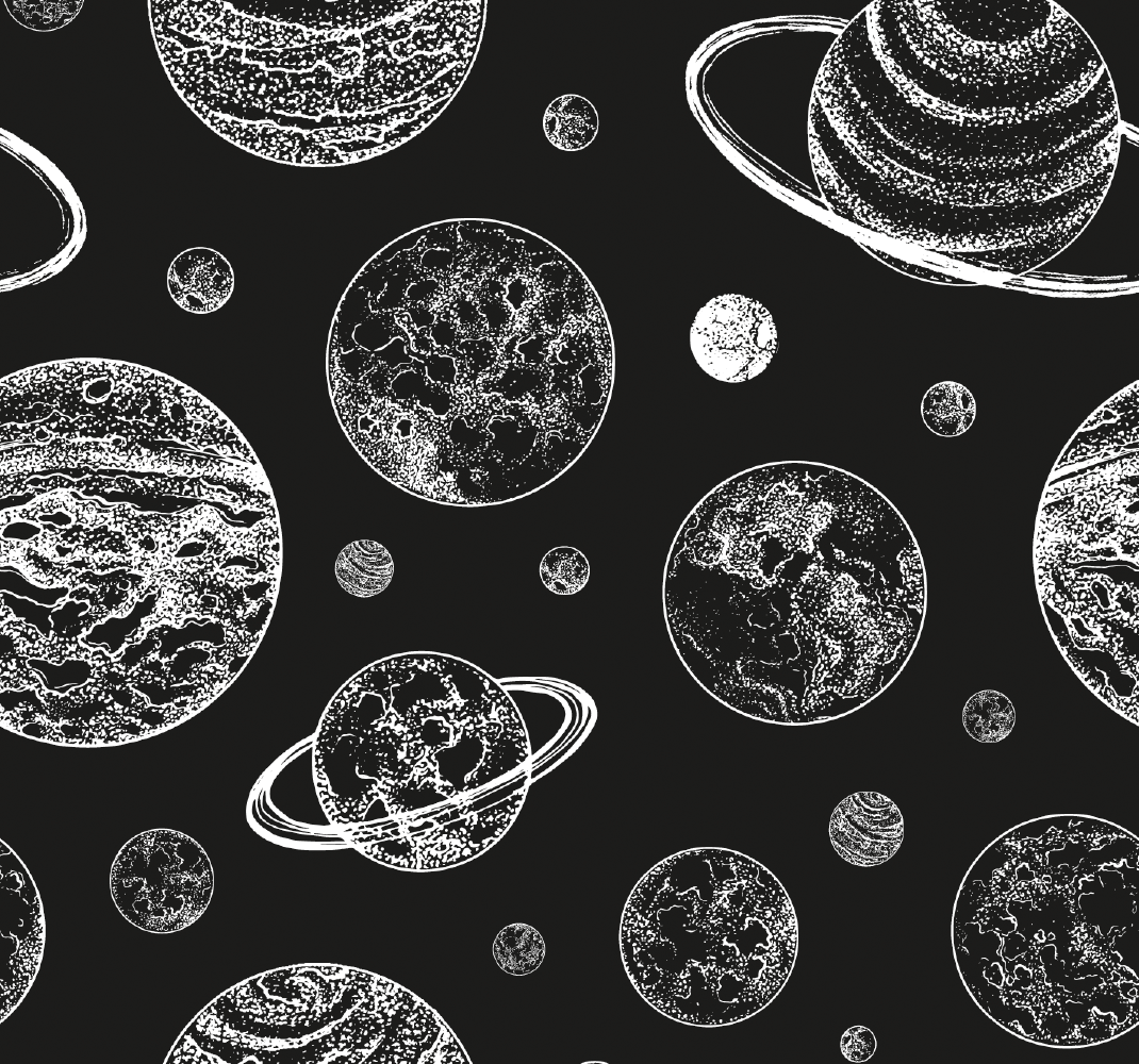 Alfombra vinílica de estrellas espacio en blanco y negro - TenVinilo