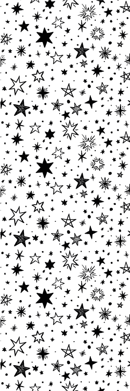 Alfombra vinílica de estrellas patrón negro sobre blanco - TenVinilo