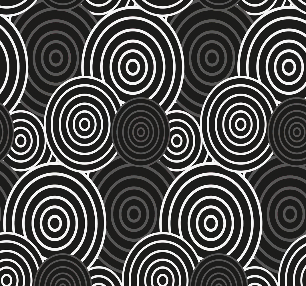 Alfombra vinílica geométrica círculo negro con fondo - TenVinilo