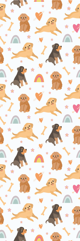 Alfombra vinílica dormitorio patrón de perritos y arcoíris - TenVinilo