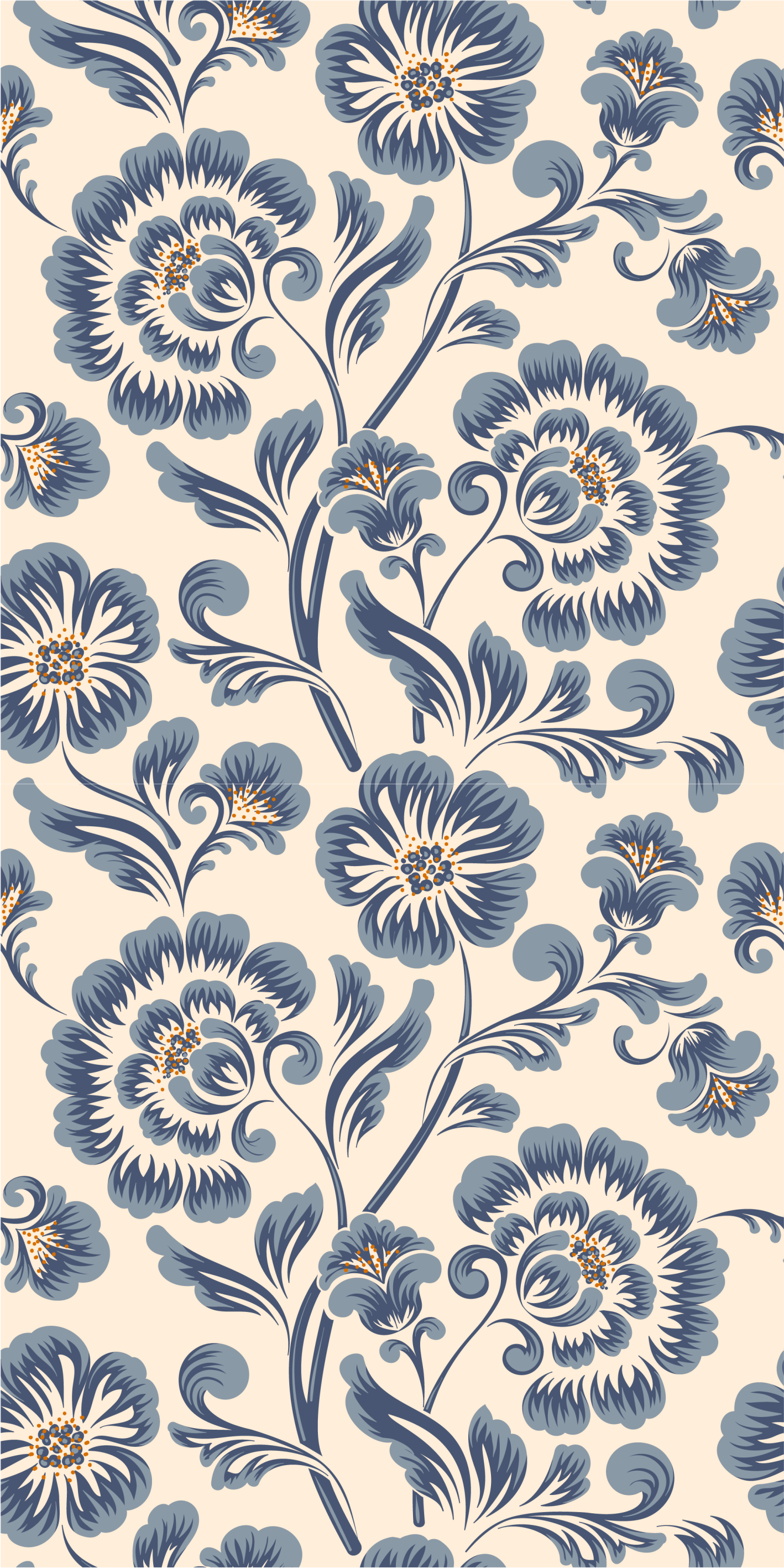 Alfombra vinílica dormitorio estilo vintage floral azul - TenVinilo