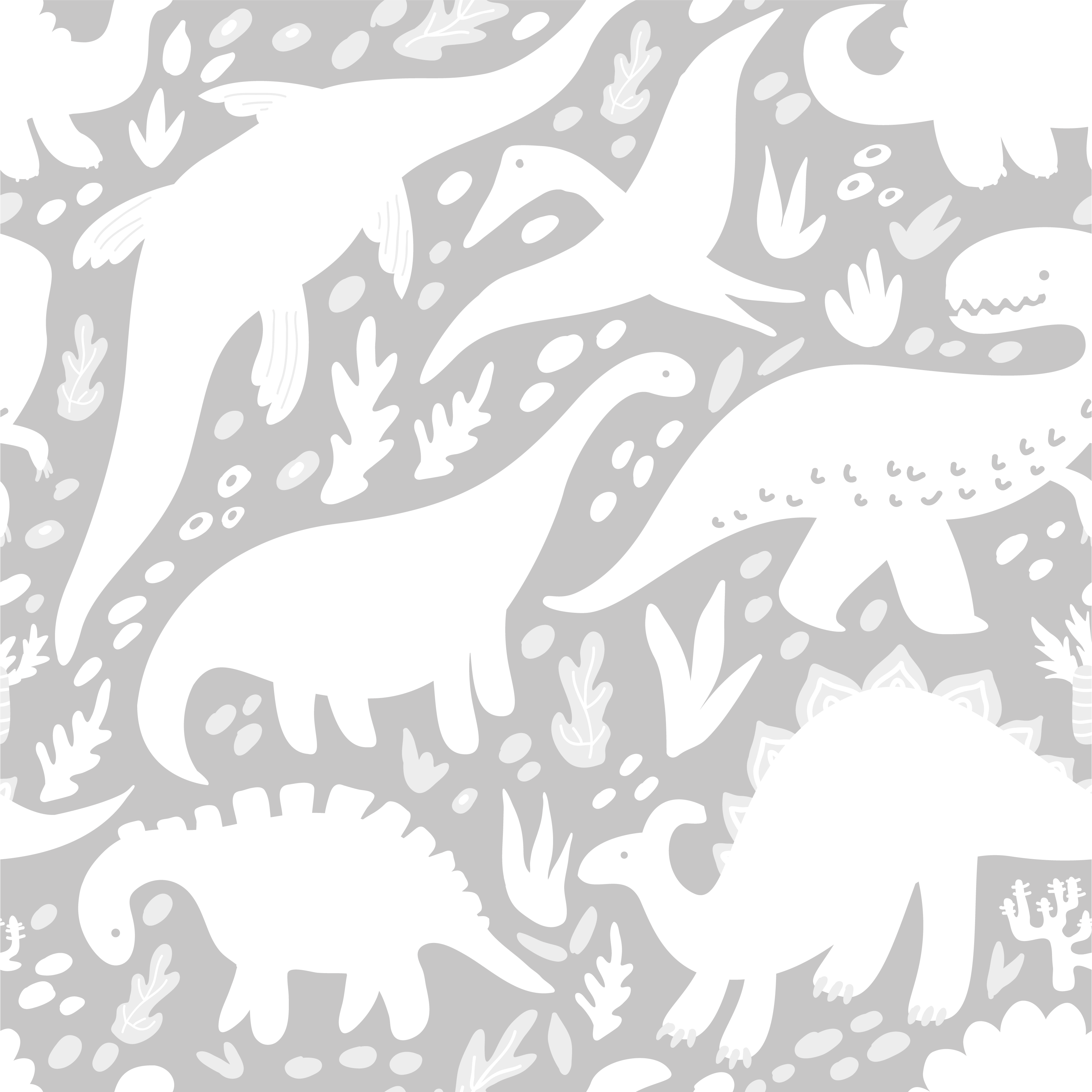 Alfombra vinílica dormitorio patrón de dinosaurios blancos - TenVinilo
