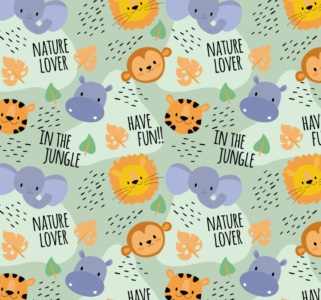 Alfombra vinílica infantil animales de la jungla verde - TenVinilo